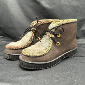 Vintage Mukluk Sherpa Lined Gum Sole Boots USA Made Boho Hippie Size 6